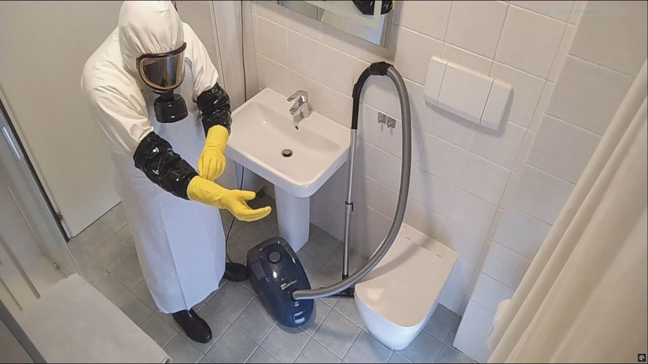 Cleaning The Bathroom Floor with a Vacuum and Mop #2