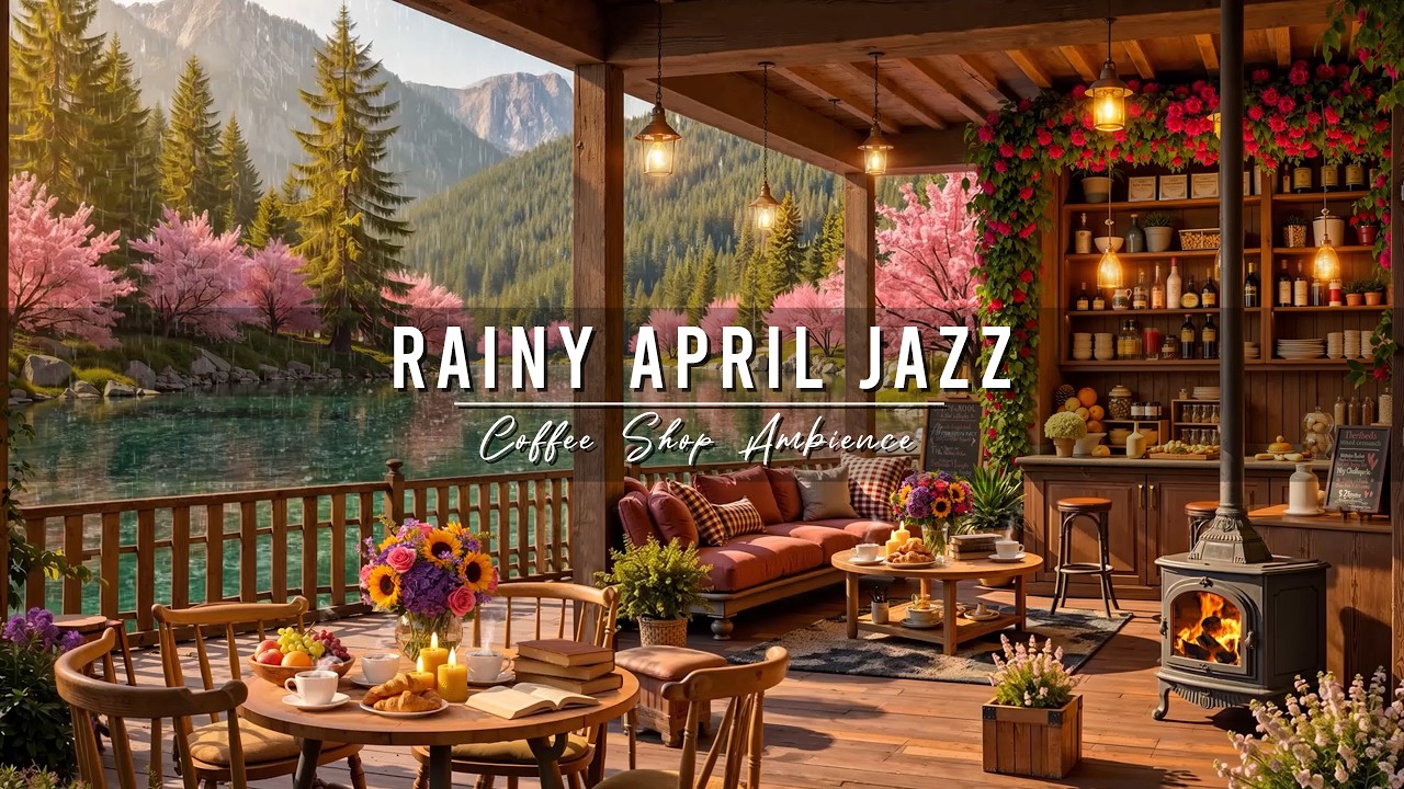 Rainy April Jazz Music 🌸 Cozy Spring Cafe Ambience with Soft Jazz Background Music for Stress Relief