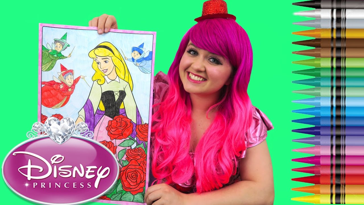 Princess Aurora Sleeping Beauty GIANT Coloring Book Page Crayons | COLORING WITH KiMMi THE CLOWN