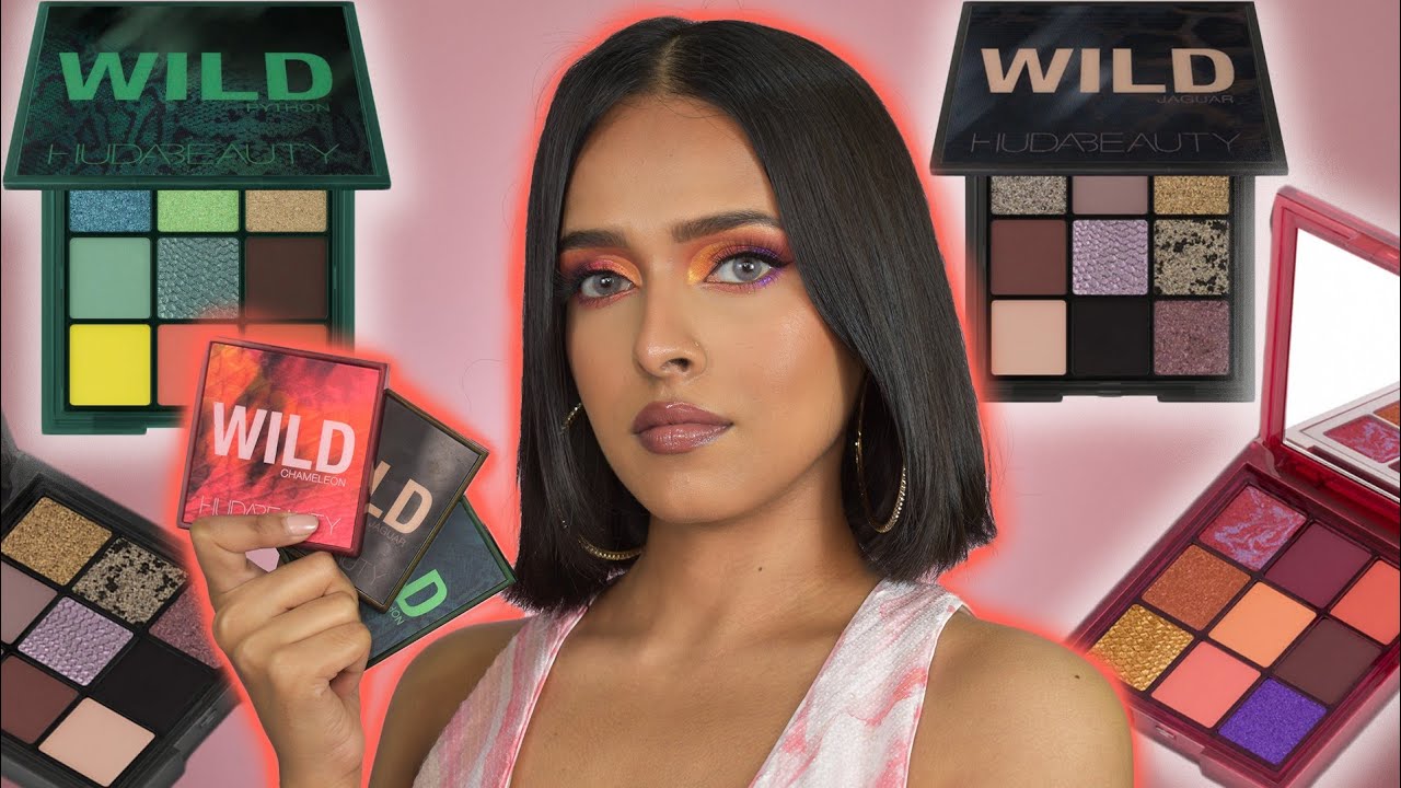 NEW Huda Beauty Wild Obsessions Eyeshadow Palettes Chameleon, Jaguar & Python Review+Swatches