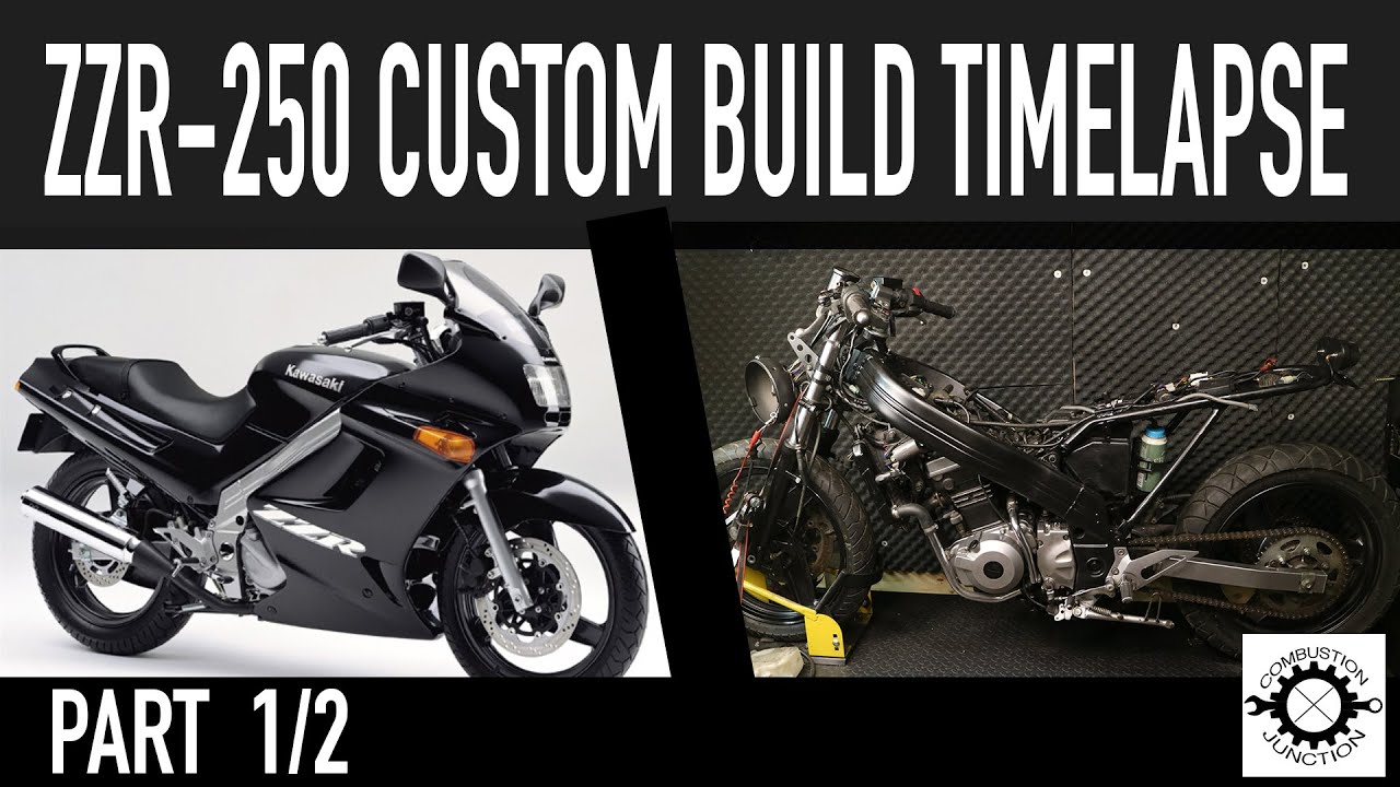 CAFE RACER BUILD, Kawasaki ZZR250 Streetfighter Brat Custom Motorcycle Time Lapse 1of2