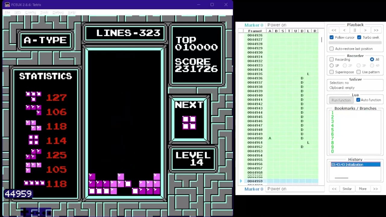 [TAS] NES Tetris - Perfect Rebirth Screen