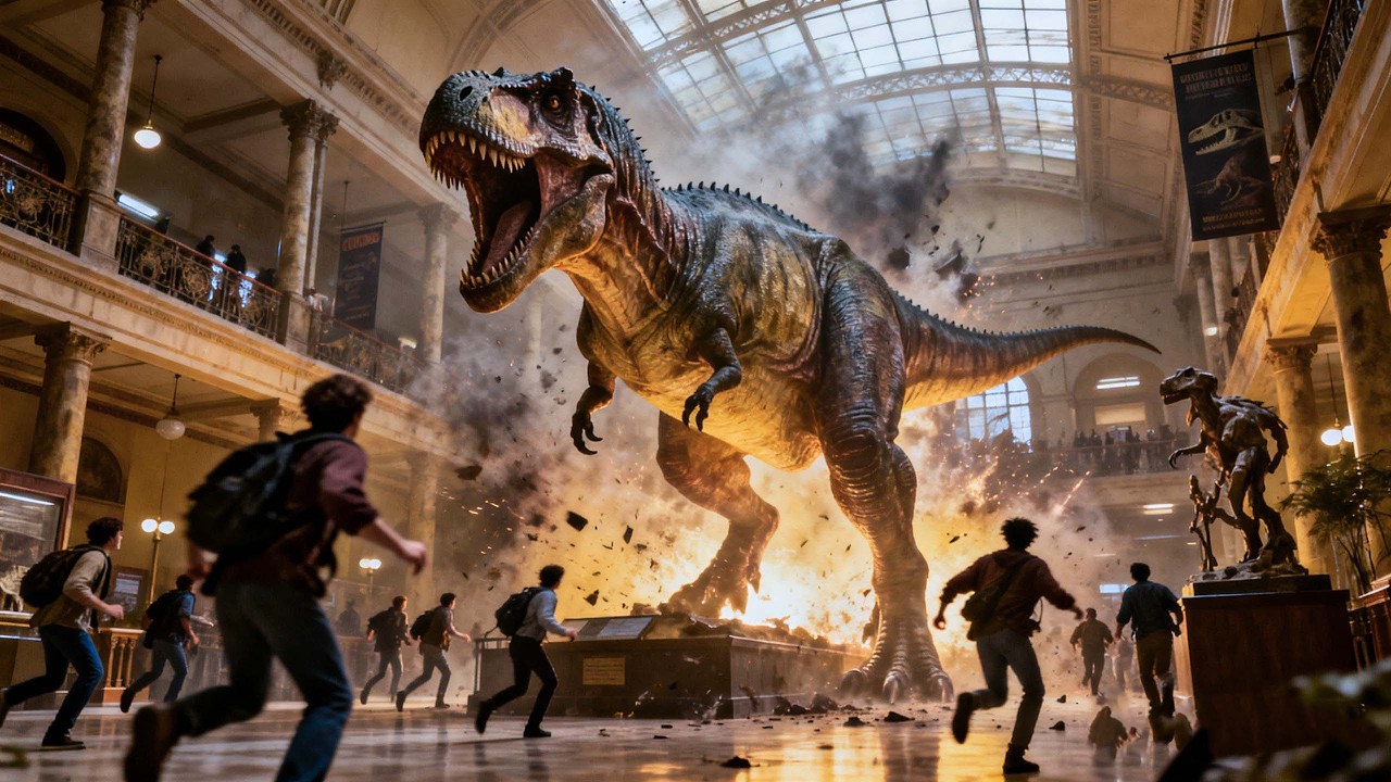 A Tyrannosaurus Rex specimen miraculously came to life! Tourists faced a life-or-death escape!【异变暴龙】