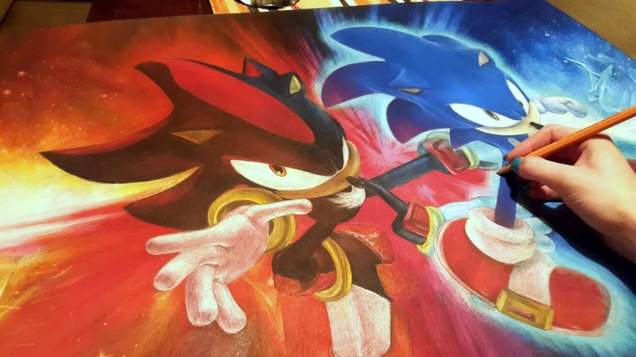 Colored Pencil Drawing: Sonic and Shadow - Speed Draw | JosYMovieS