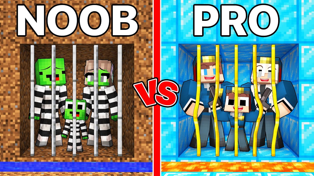 JJ's Military STRONG Family vs Mikey's Police WEAK Family Prison Battle in Minecraft - Maizen