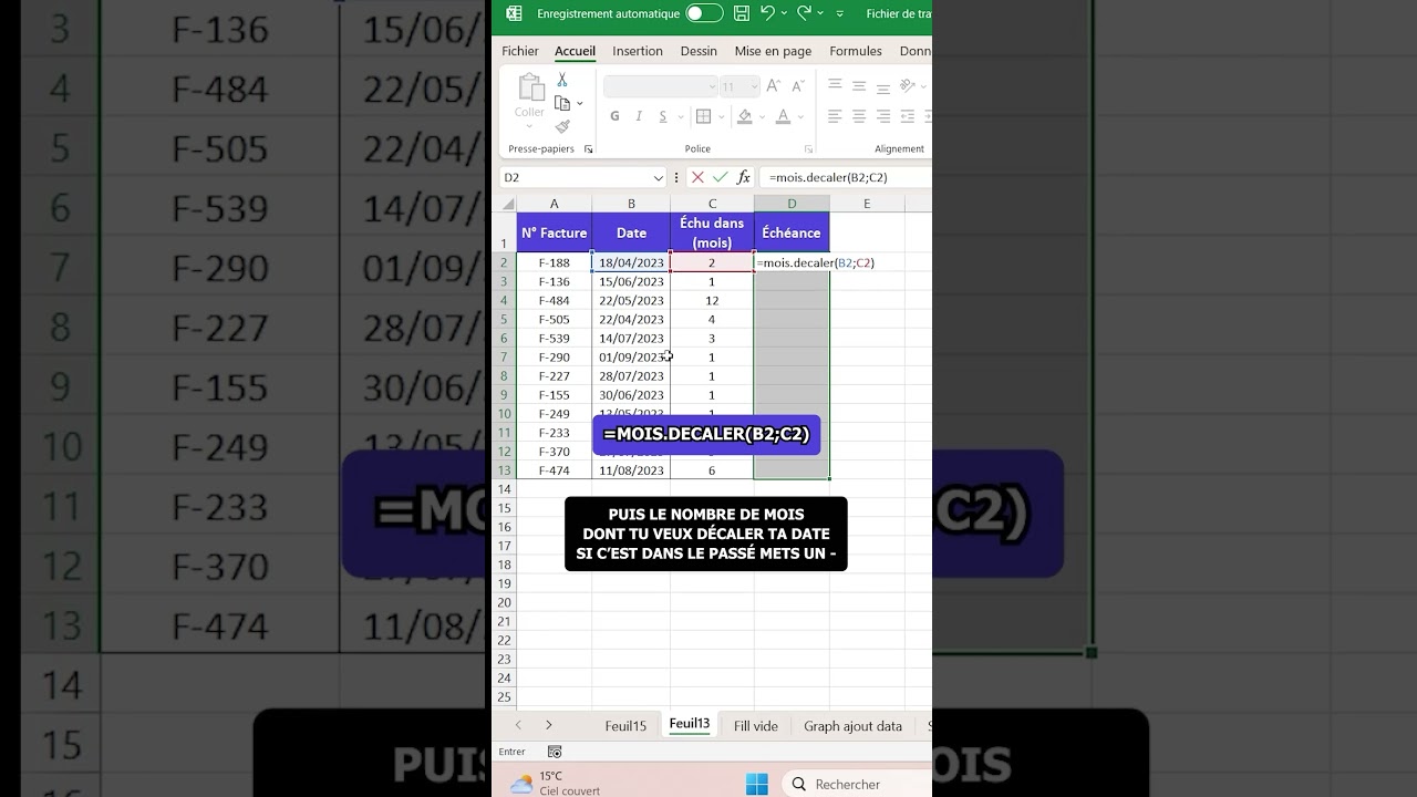 Automatise tes dates d'&eacute;ch&eacute;ances sur Excel