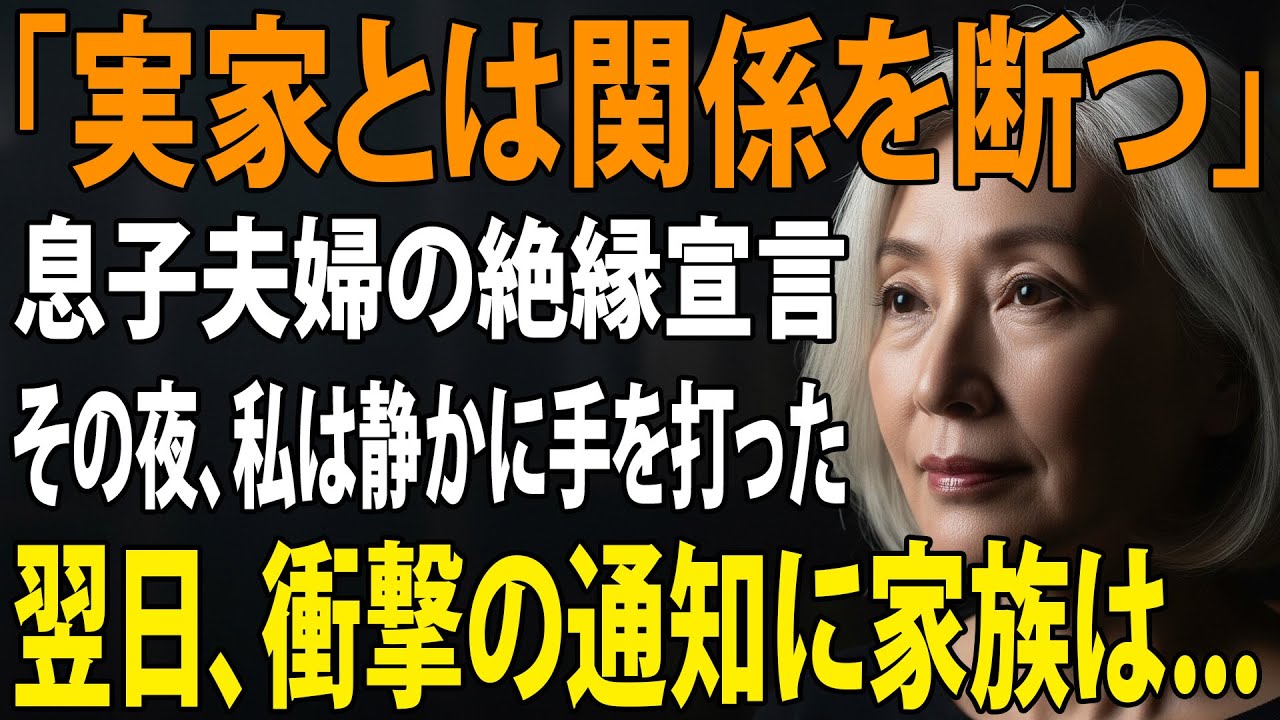 「実家とは関係を断つ」息子夫婦の絶縁宣言。その夜、私は”逆転の一手”を仕掛け→翌日、家族は崩壊した…【シニアライフ】【60代以上の方へ】