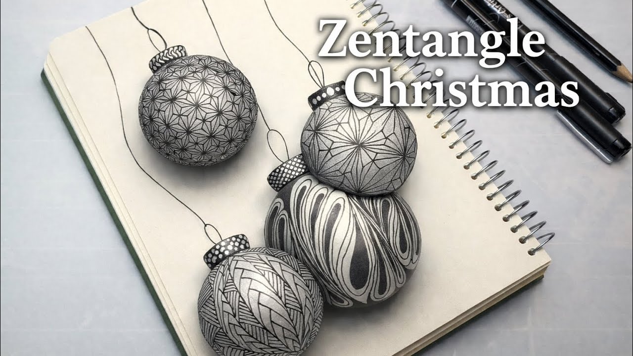 Relaxing Zentangle Christmas Ornament Drawing | Holiday Art Therapy