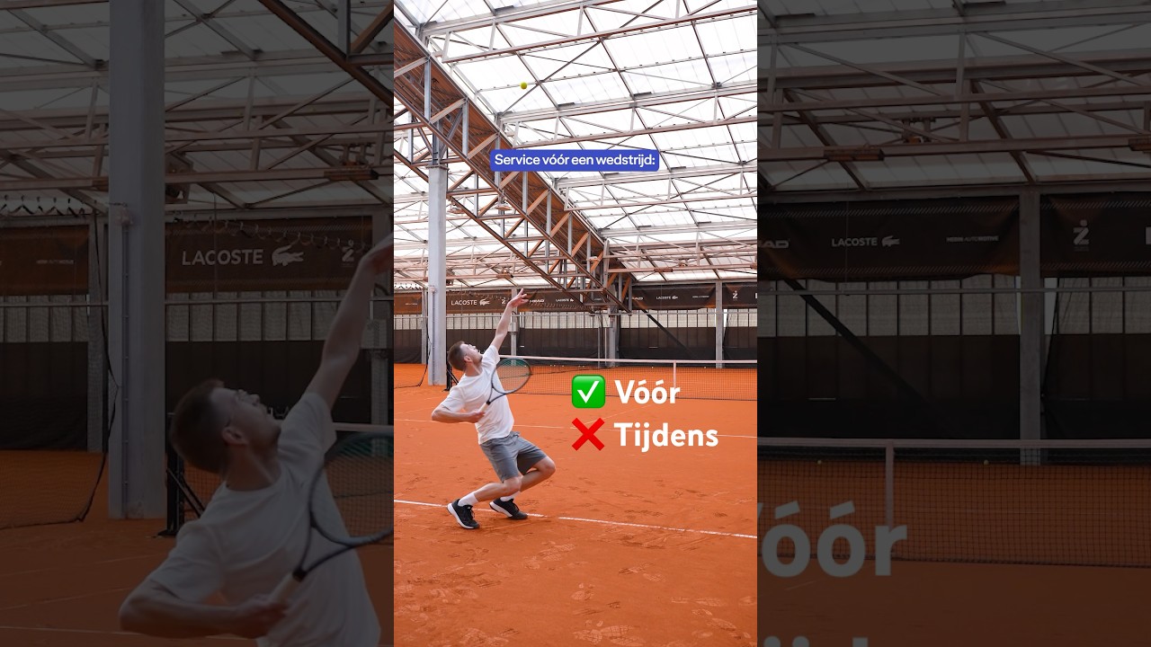 Serveren v&oacute;&oacute;r & tijdens een wedstrijd 😅 #tennis #service #wedstrijd #expectationvsreality