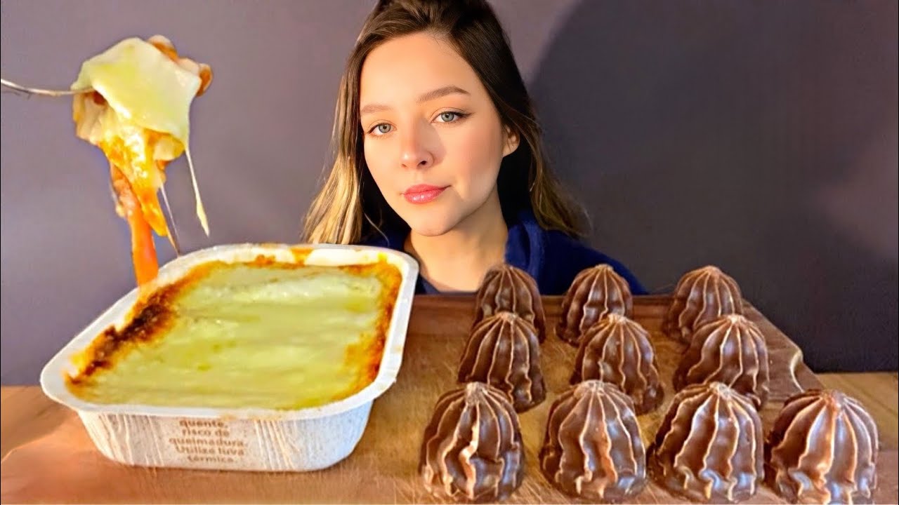 LASANHA À BOLONHESA E CHOCOLATE COM MARSHMALLOW NHÁ BENTA MUKBANG BRASIL | CAMILE ASMR