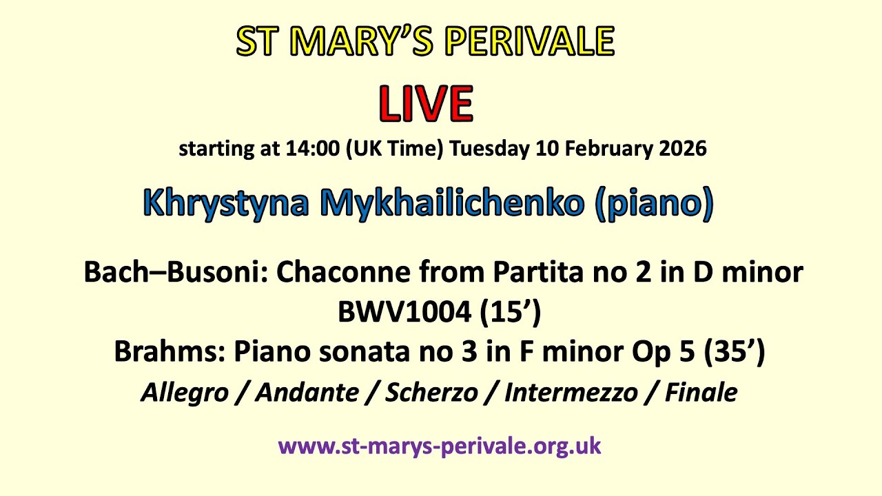 St Mary's Perivale LIVE :  Khrystyna Mykhailichenko (piano)