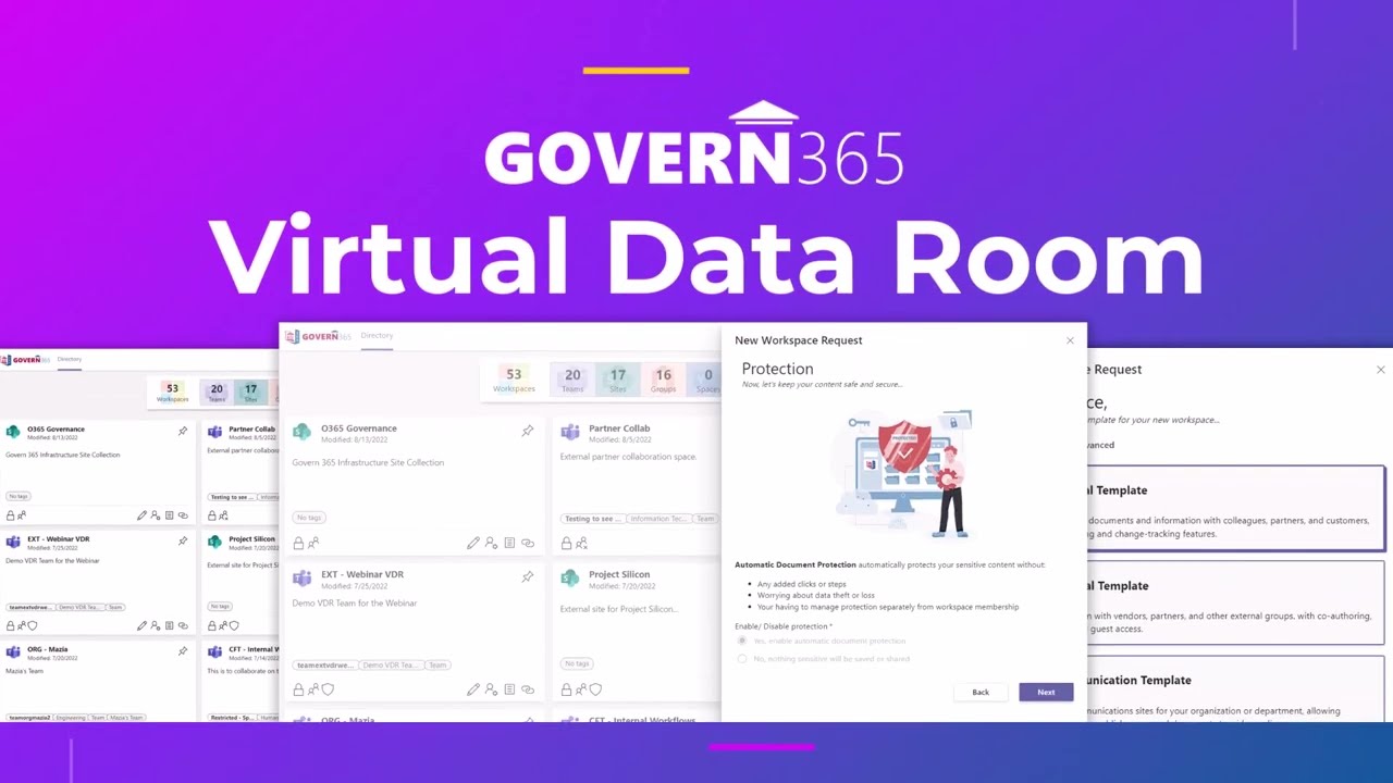 Create Virtual Data Rooms for Secure File Sharing using Govern 365