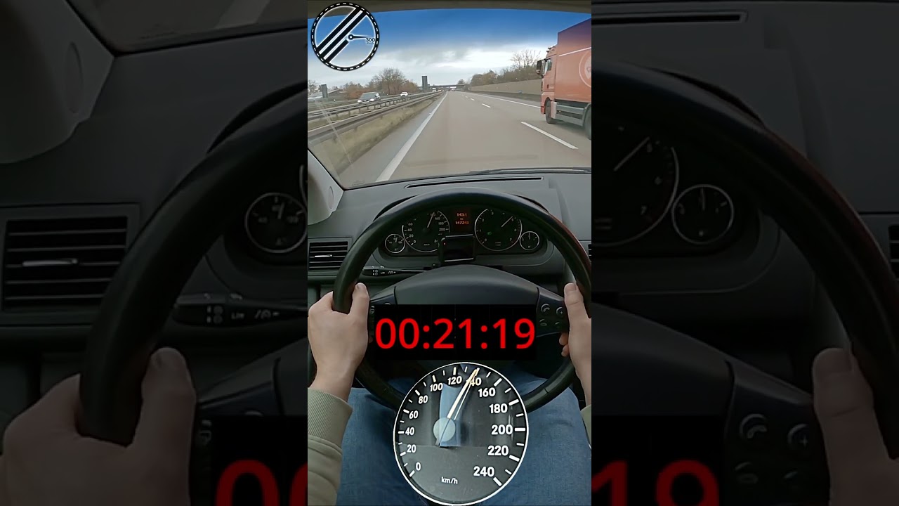 Mercedes-Benz A170 169 116 PS 0-160 kmh Acceleration Test on German Autobahn