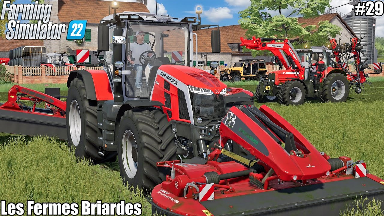 TRANSPORTING GRASS SILAGE BALES, MOWING&TEDDERING, FEEDING COWS│LES FERMES BRIARDES│FS 22│29