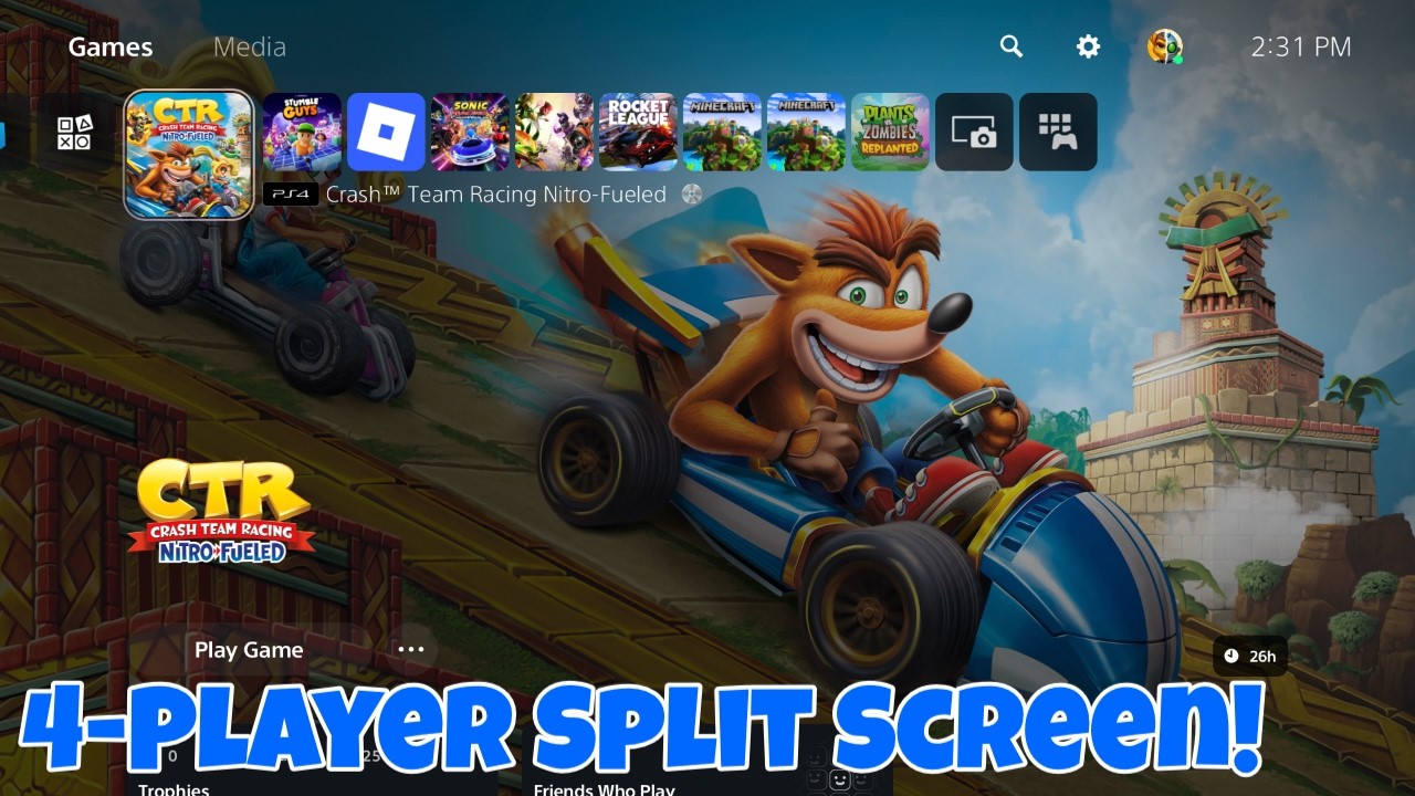 Crash Team Racing Nitro-Fueled 4-Player Split Screen Co-Op PS5 Gameplay! Crash + Spyro!