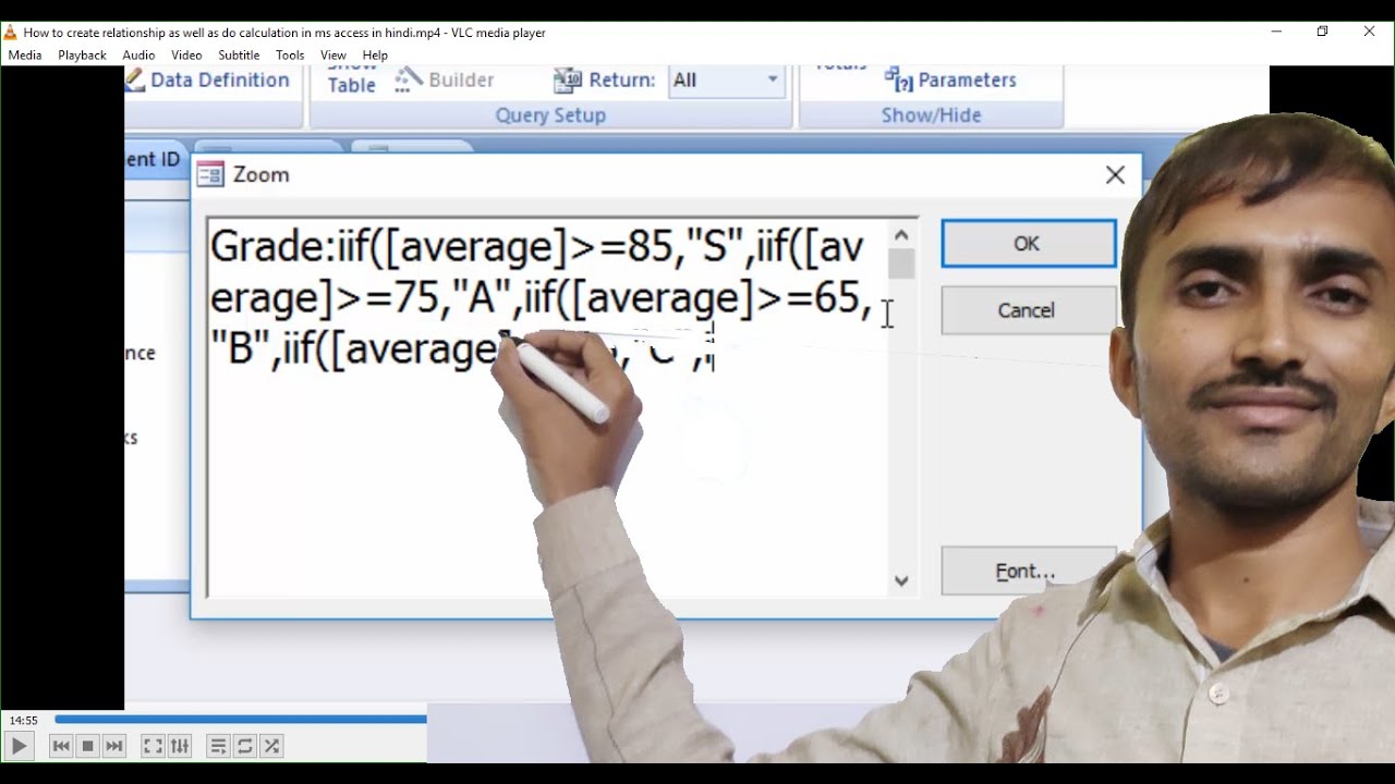 How to build relationship in ms access as well as calculate sum grade and average