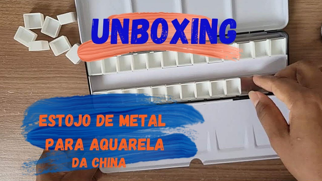 🟩 UNBOXING: Estojo de metal vazio para aquarela + Half pans | Da China