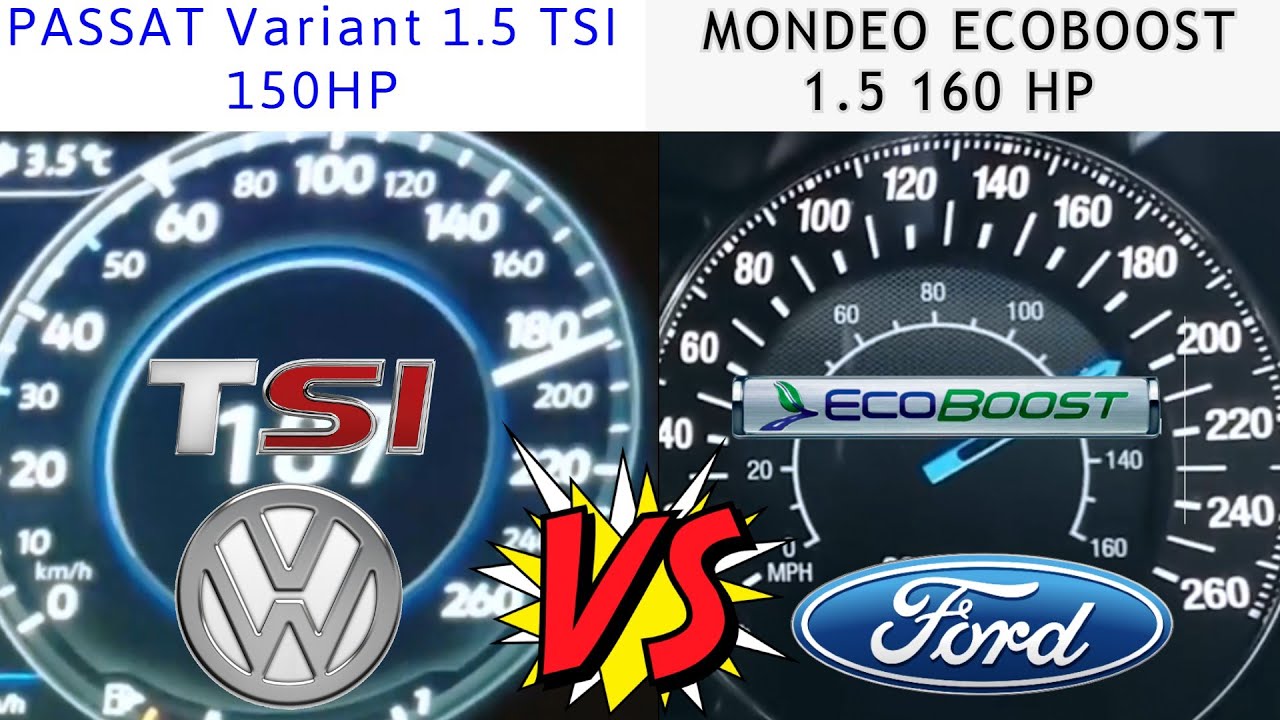 ford Mondeo 1.5 ecobooST 160 hp - VS -volkswagen  Passat Variant 1.5 tsi 150 HP- race acceleration