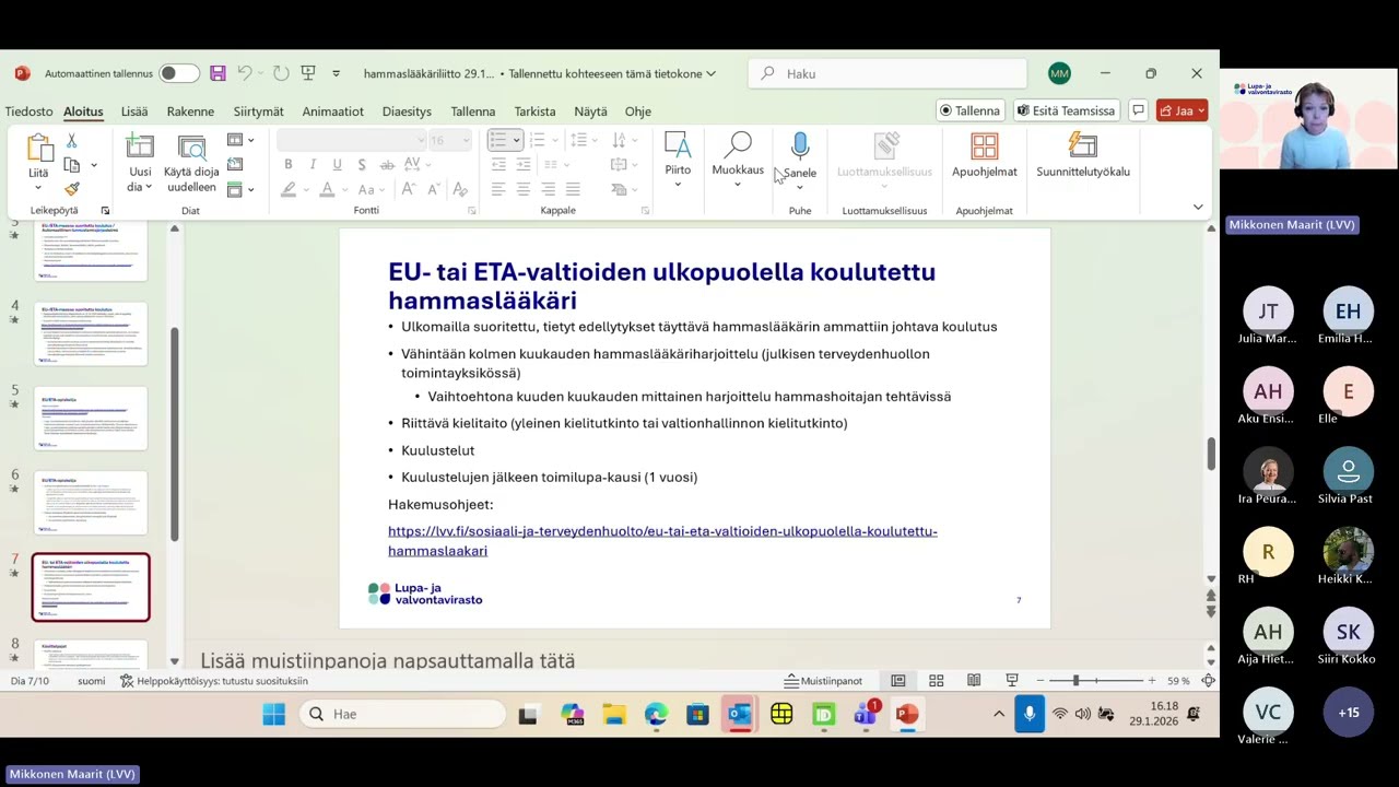 Hammaslääkäriliiton infowebinaari ulkomailla opiskeleville