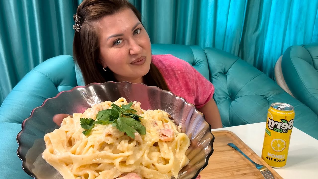MUKBANG-КАРБОНАРА С БЕКОНОМ💐