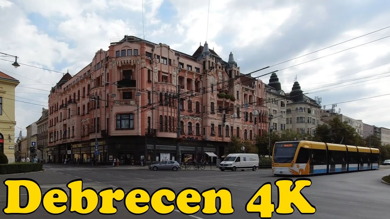 Walk around Debrecen Hungary. [4K]