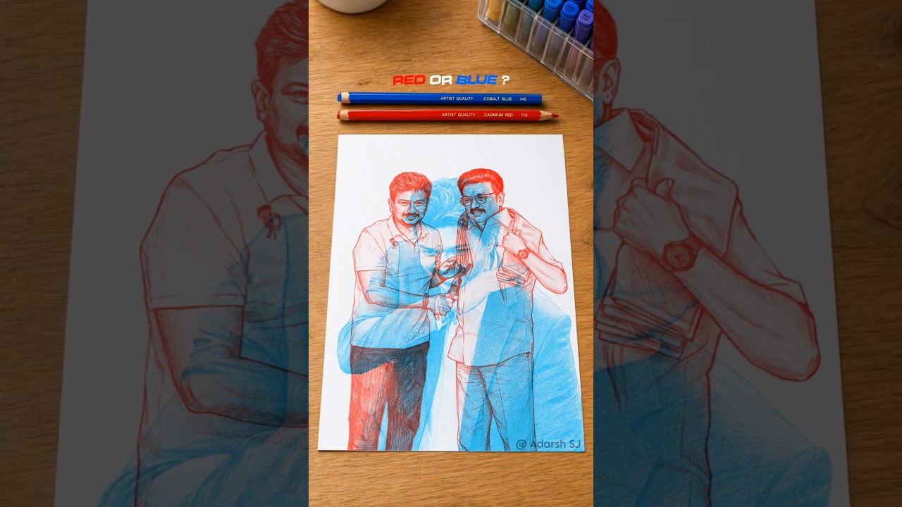 Thalapathy Vijay x M K Stalin and son 3d drawing #art #thalapathyvijay #mkstalin #drawing #shorts