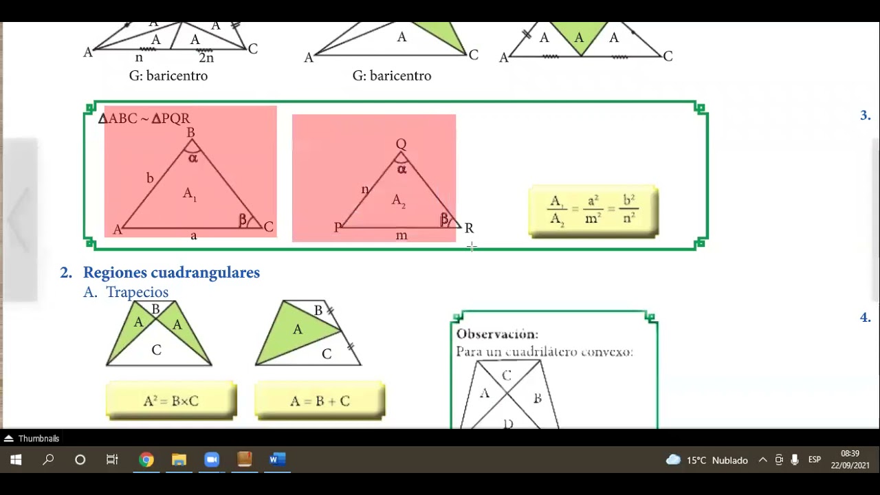 Tema 20 :Relación entre Áreas (4° secundaria)
