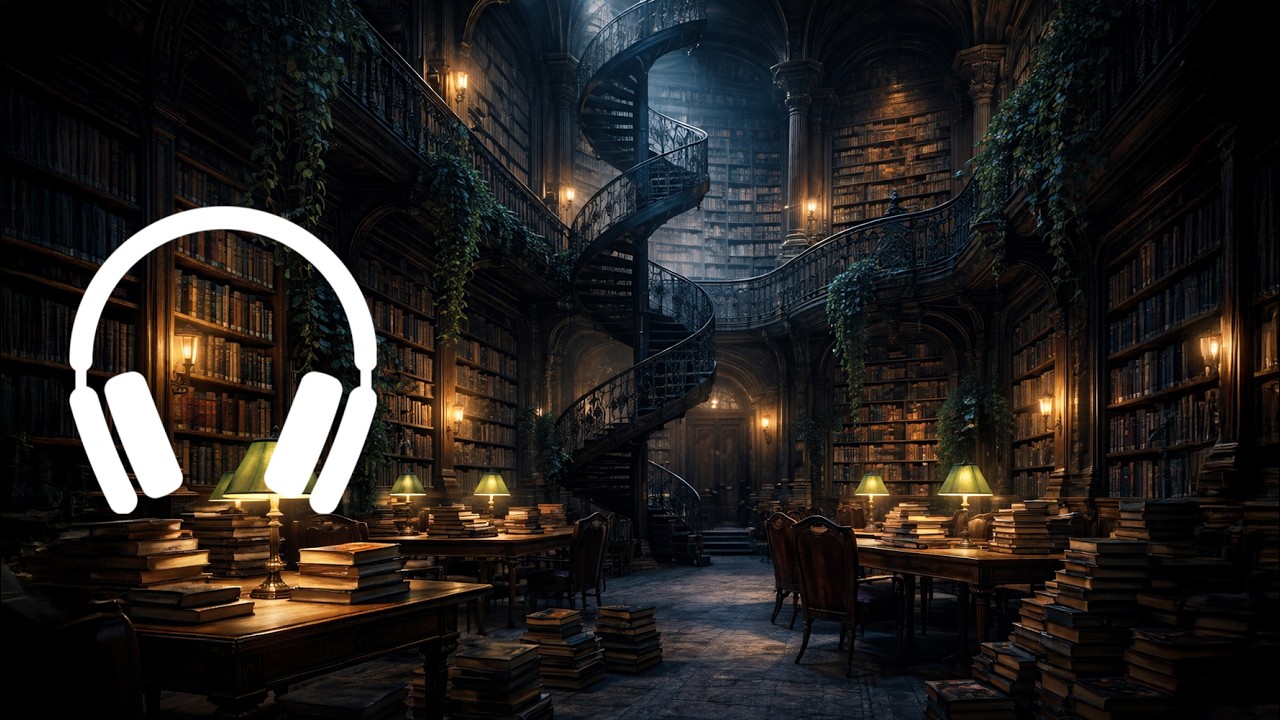 Lo-Fi Jazz 3 Hours 📚 Mystical Library Night Ambience for Reading, Study and Focus