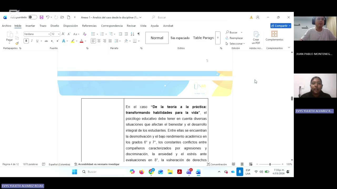 Acción Psicosocial y Educación - Componente práctico - Prácticas Simuladas.