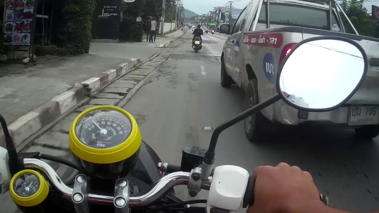 Left side traffic, driving on the bike on koh Samui ring road