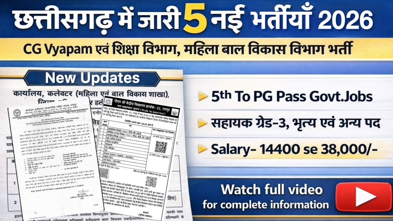 Top 5 New Government Job Vacancy 2026 | 5th to PG Pass Jobs | Assistant Grade 3 & Peon Recruitment 