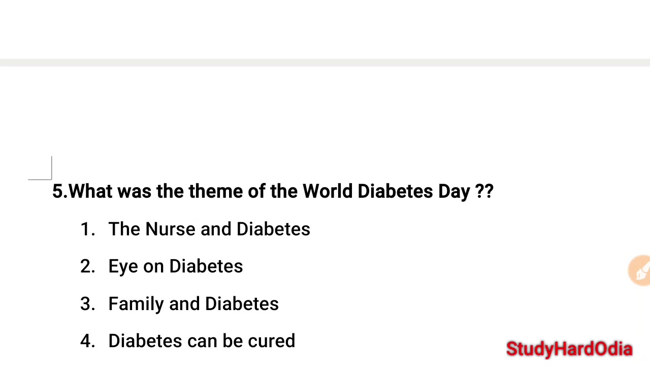 World Diabetes Day | Odia General Knowledge by StudyHardOdia