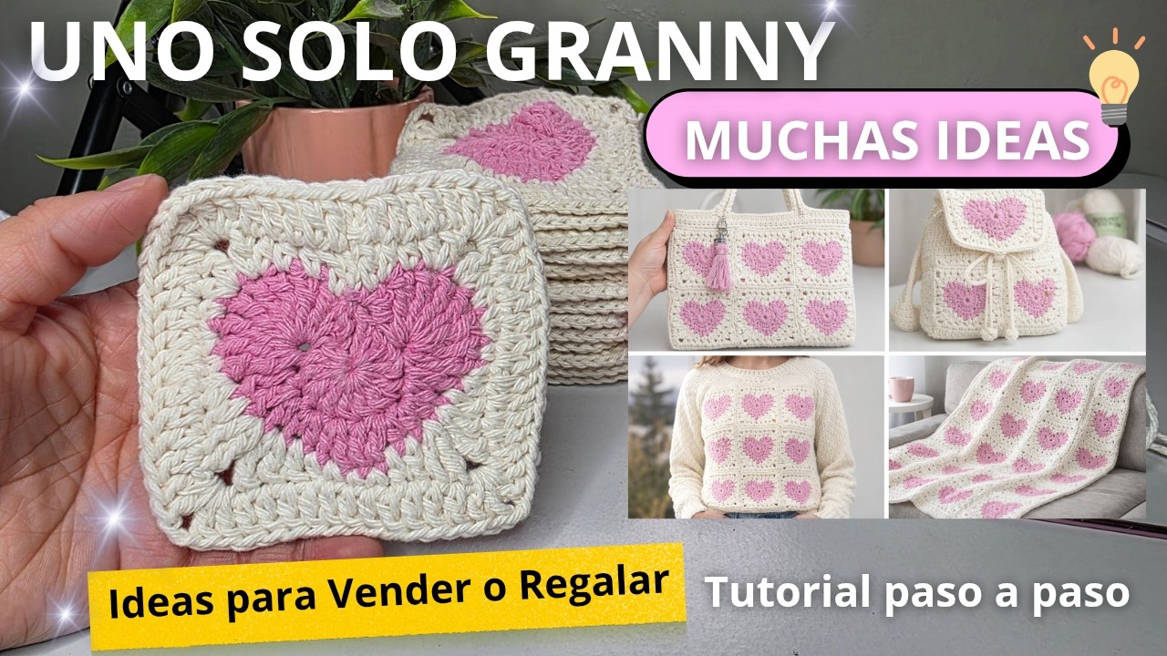 Con un Granny Square de Corazón ❤️ Teje Bolsos, Suéter y Más | Crochet