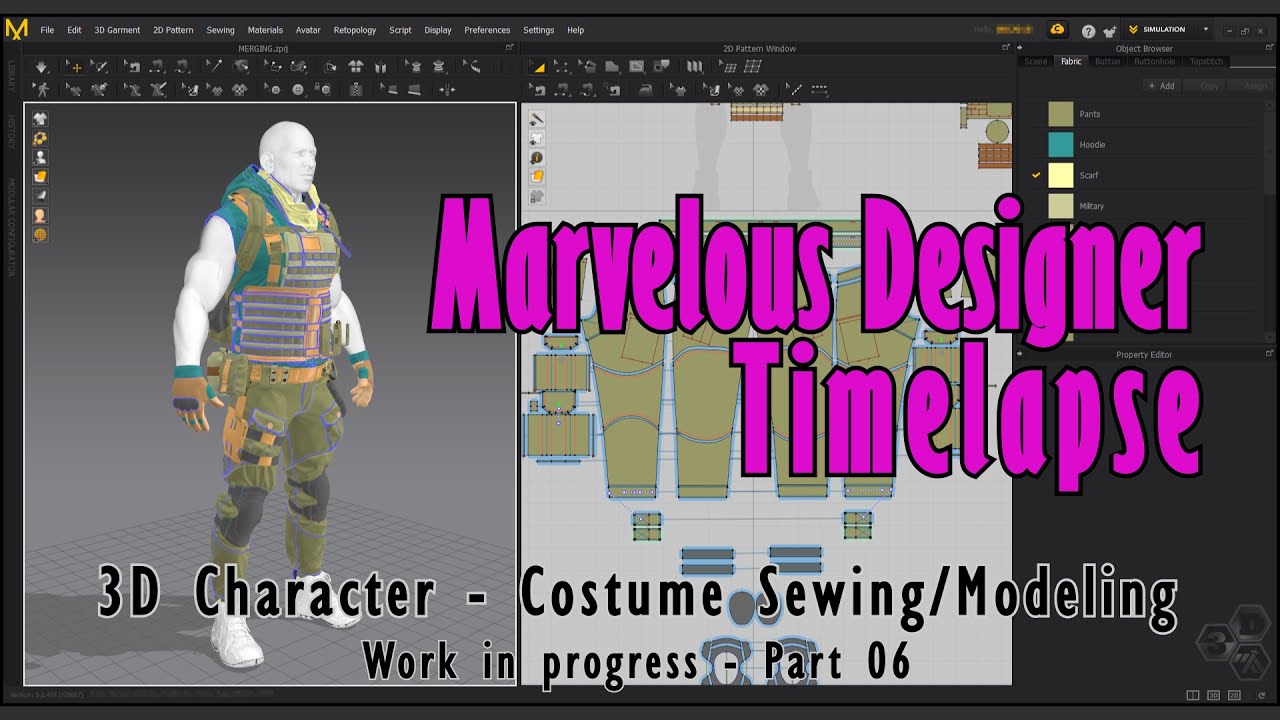 Marvelous Designer 9.5 Timelapse - 3D Character Costume Sewing/Modeling - Part 06