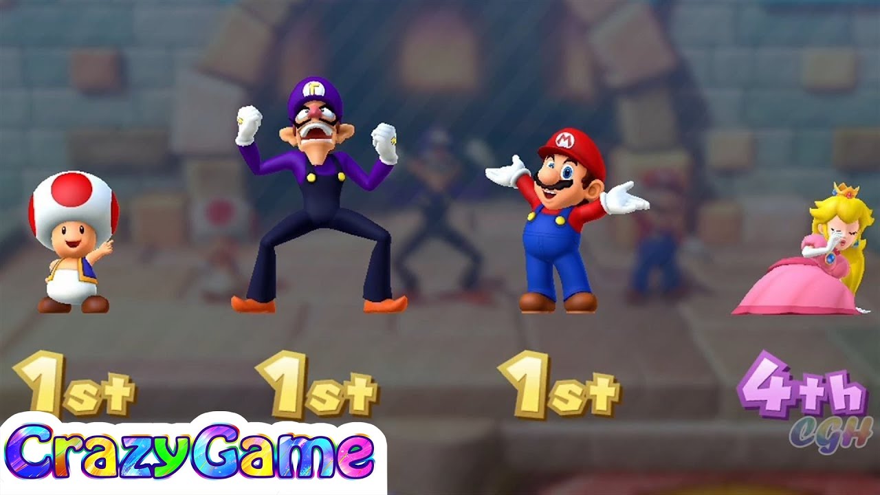 Mario Party 10 Coin Challenge - Toad v Waluigi v Peach v Mario Master Difficult | Crazygaminghub