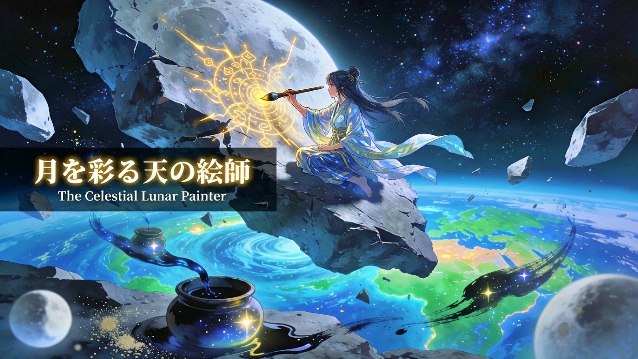 【癒し系/宇宙BGM】月を彩る天の絵師 | 星のインクと銀河の静寂 | Lunar Painter & Celestial Ambience