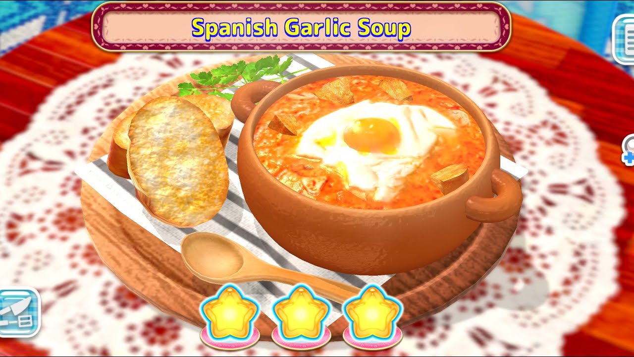 Cooking mama cuisine recipe #107 NO COMMENTARY// Spanish garlic soup 