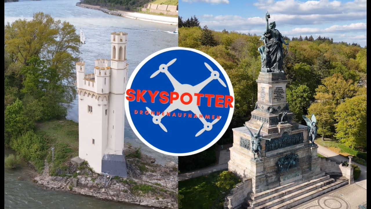 Bingen am Rhein mit den Mäuseturm und der Germania.