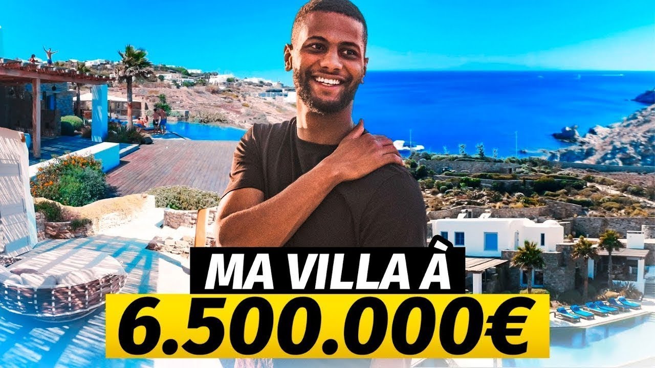 VISITE DE LA PLUS BELLE VILLA DE MYKONOS  (PLAGE PRIV&Eacute;E, PISCINE, D&Eacute;PENDANCE)