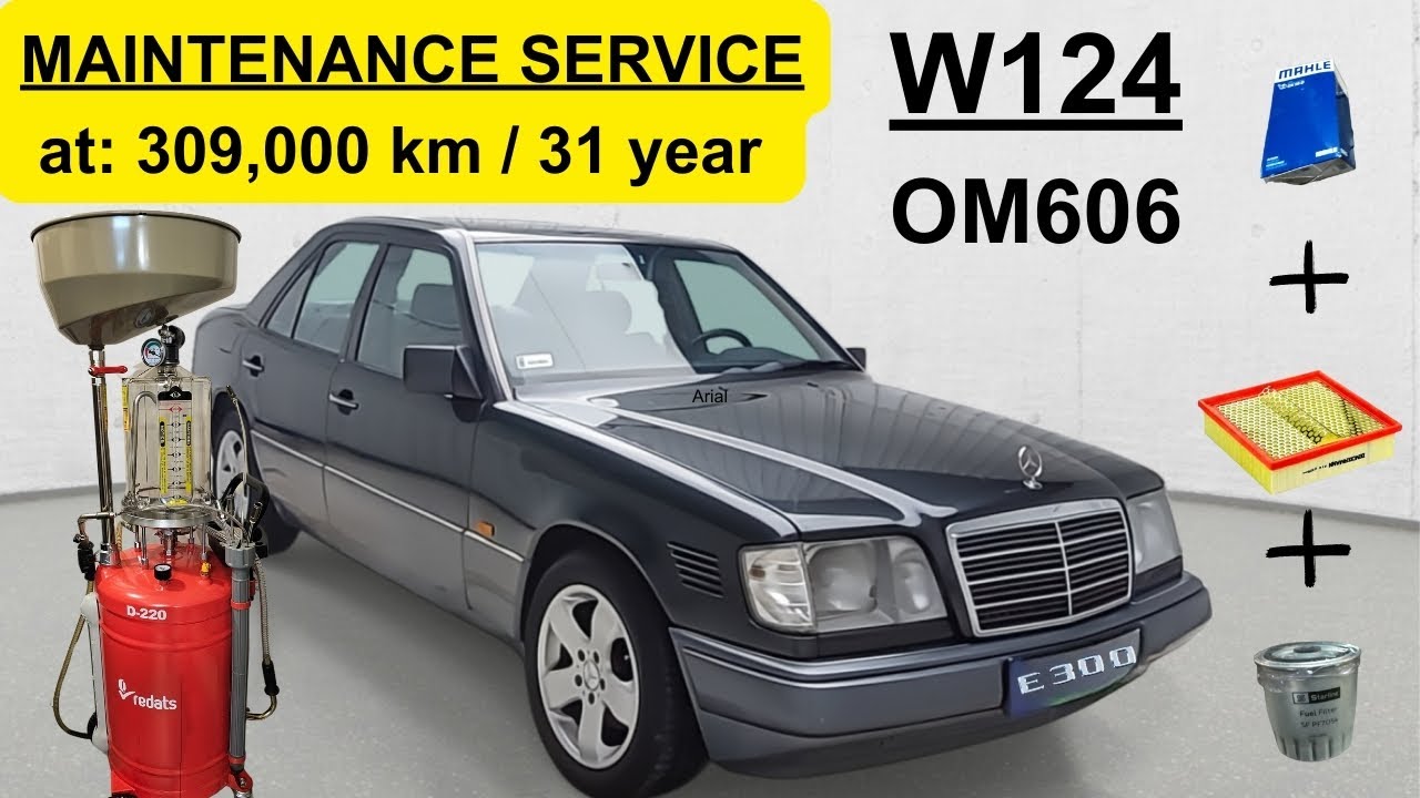 W124 OM606 Maintenance Service at 309 k km, Oil extraction change: Oil filter Air filter Fuel filter