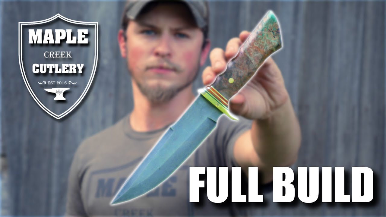 Forging A Stonewashed Fighter Bowie Knife (Full Build)