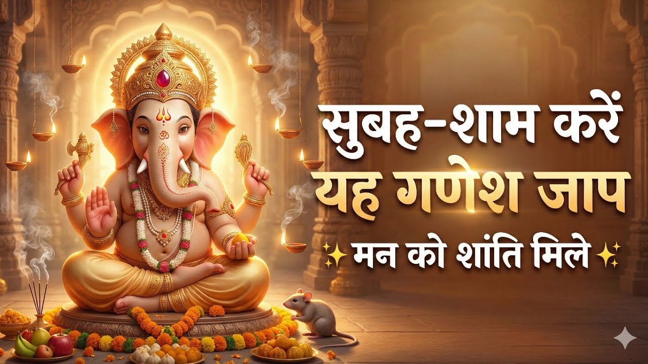 श्री गणेश 108 नाम जाप 🕉️ | शांत ध्यान मंत्र | Morning Evening Meditation | Ganesh Mantra