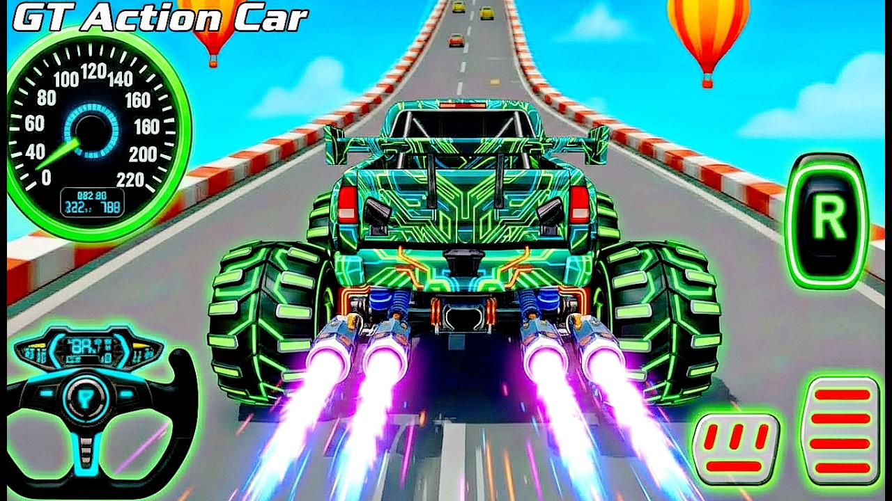 Mega Ramp Monster Car Racing 3D - Extreme Car Stunts -Android Gamepla #MegaRamp #3DGames #CarRacing