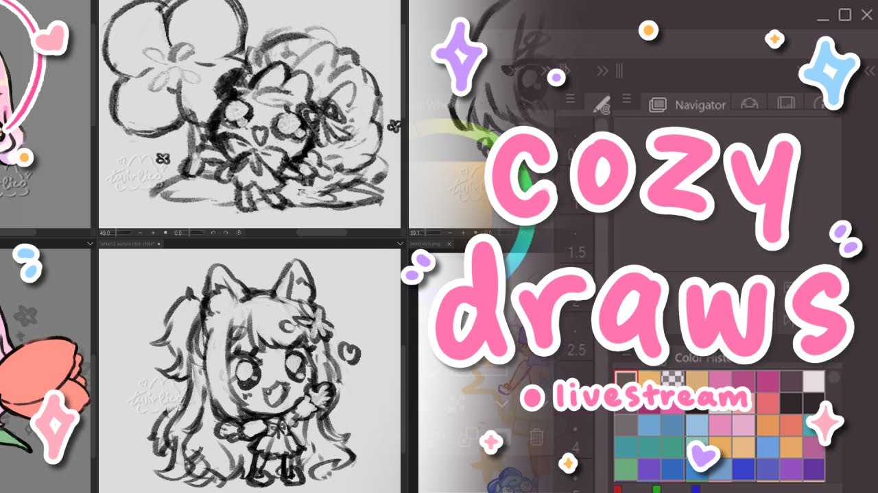 【 ART STREAM 】sketching twirlimail stickers + mini chibis for larke and retto