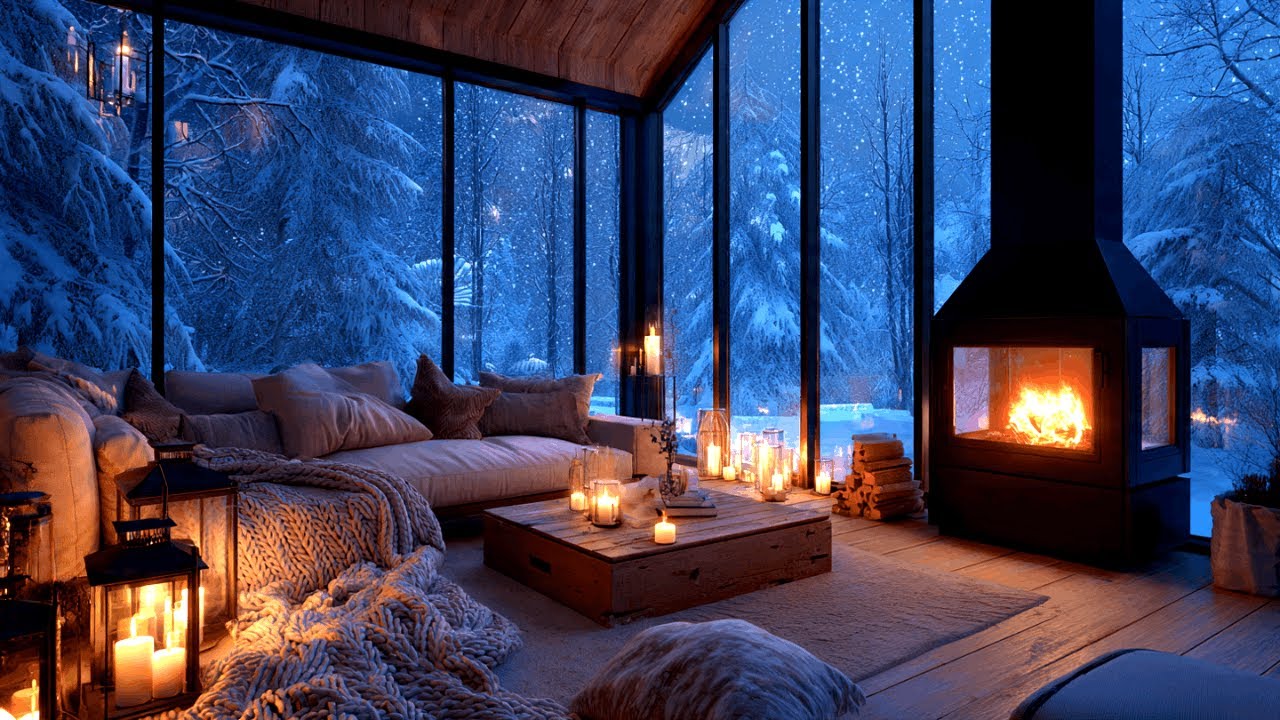 Cozy Fireplace Cabin Jazz ❄️ Feel-Good Instrumentals for Winter Night 3