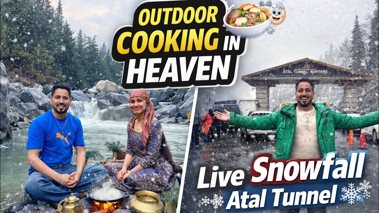 Live Snowfall at Atal Tunnel ❄️ | Outdoor Cooking in Heaven 😍 | Pawan Thakur #dailyvlog #travel 