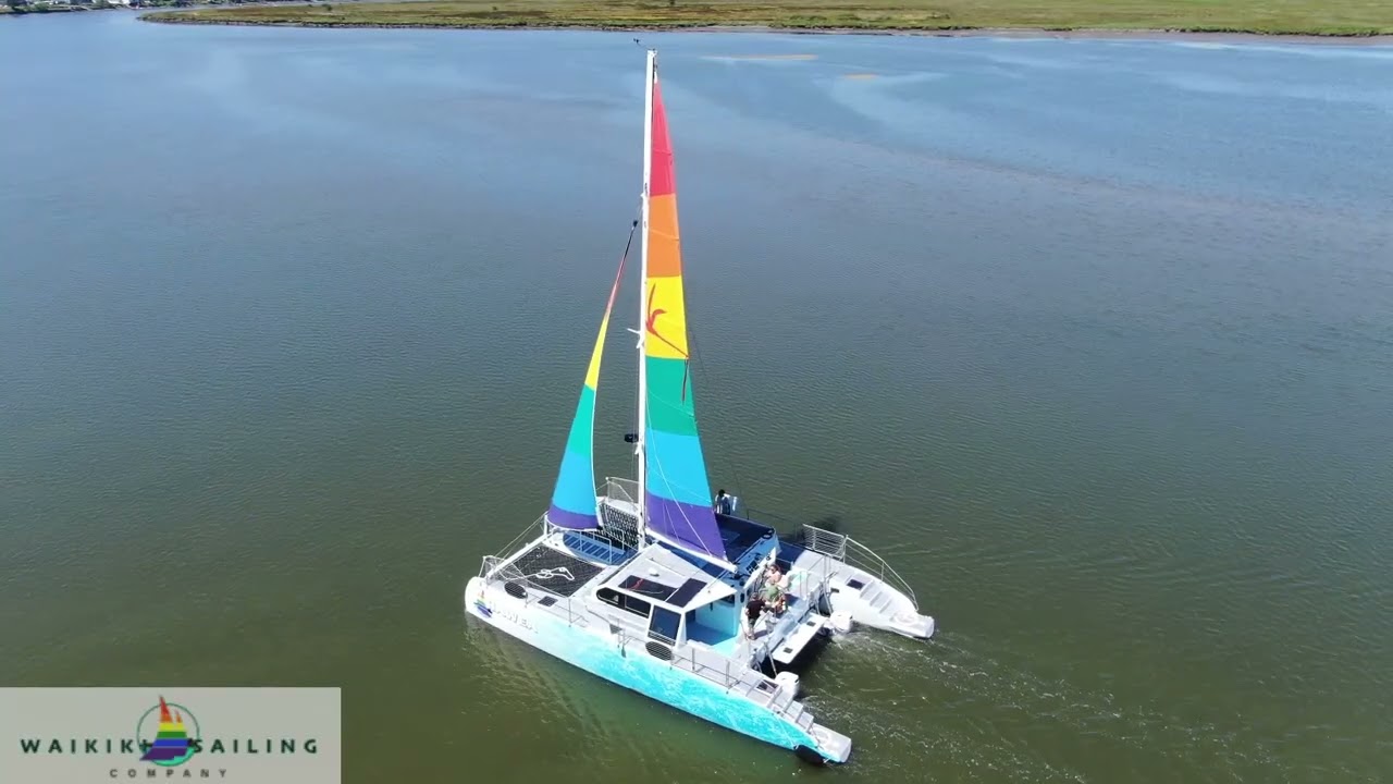 Hawea Sea Trials, a Kurt Hughes 48' charter catamaran for Waikiki Sailing Company.