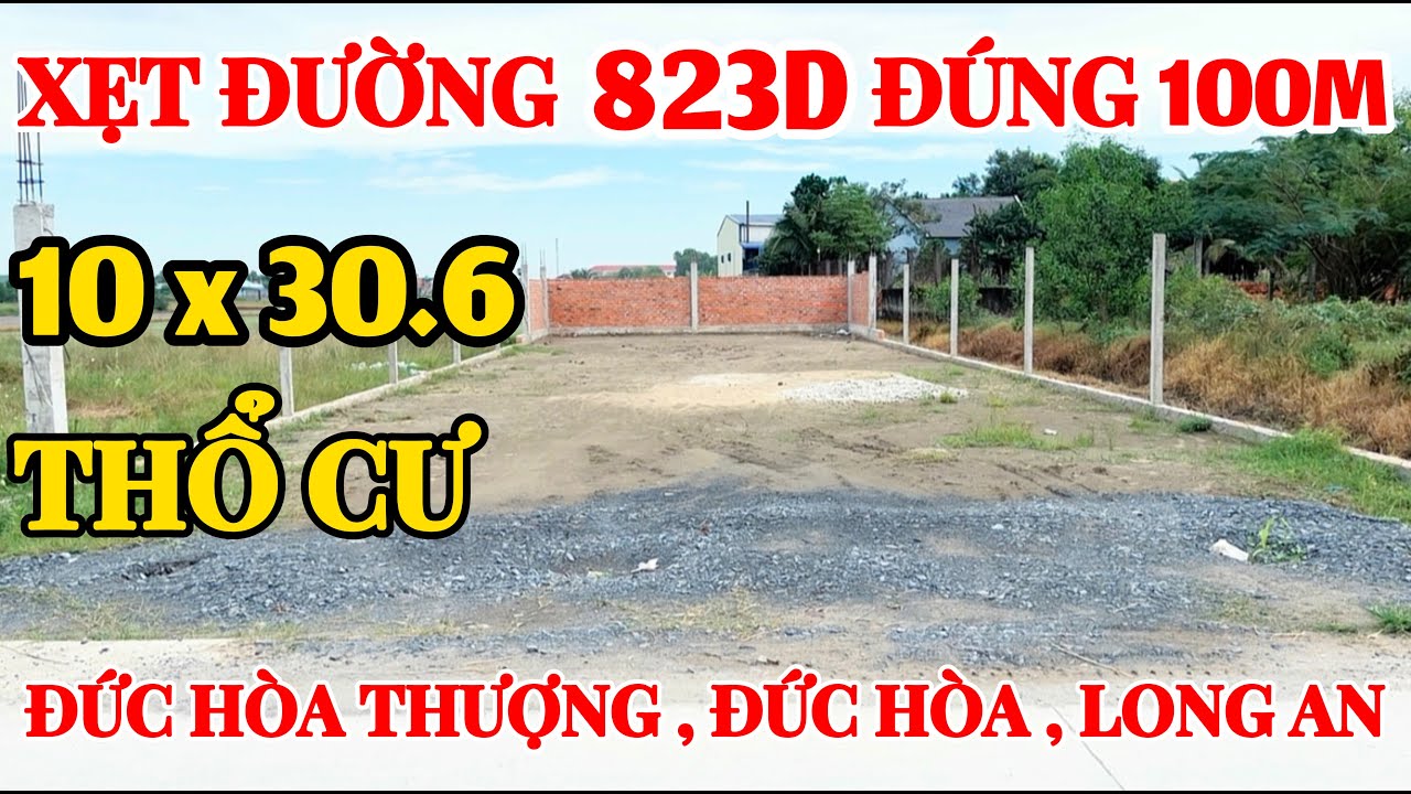 Bán đất giáp thị trấn Đức Hòa . Xẹt đường 823D đúng 100m .