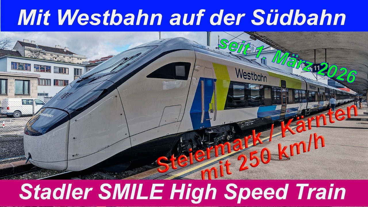 Neuer Westbahnzug  mit 250 km/h durch Österreich die Westbahn auf der Südbahn