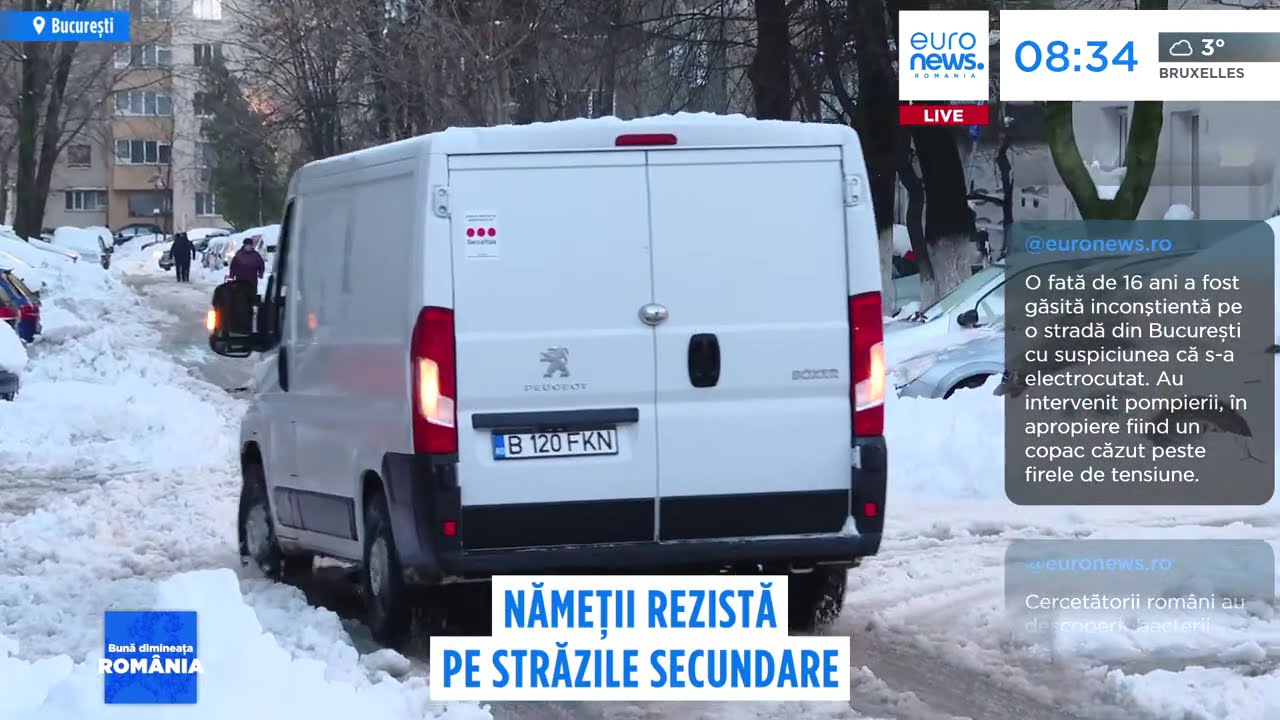 Probleme după ninsoarea din București: străzi necurățate. Primăriile de sector nu au intervenit încă